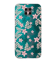 Huawei Mate 30 Lite  Kamera korumalı Kapak Floral Kırmızı Tasarımlı  Şeffaf Kılıf
