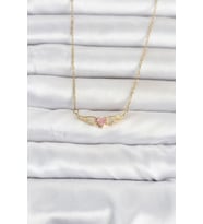 316L Çelik Zincir Gold Renk Kanatlı Pembe Kalp Model Kadın Kolye TJ-BKO11074