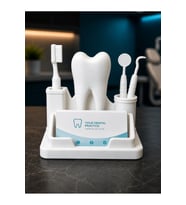 Diş Hekimi Temalı Masaüstü Kartvizitlik ve Organizer – Dental Klinik Dekoratif Kartvizit Standı