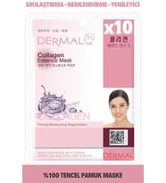 Dermal 10'lu Kolajen Özlü Tek Kullanımlık Cilt Bakım Maskeleri