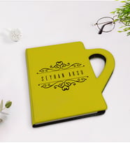 BK Gift Kişiye Özel İsimli Kupa Şeklinde Sarı Termo Deri Defter Model 9