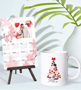 BK Gift Kişiye Özel Yılbaşı Tasarımlı Kupa Bardak ve 13x18cm Fotoğraf Kartlı Şövaleli 2024 Takvim Hediye Seti-22