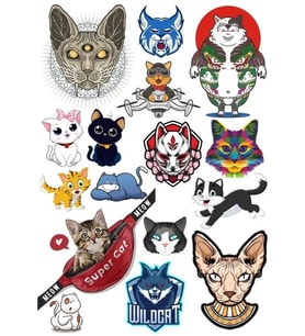 Kediler Sticker Set-6 13 Parça Telefon, Tablet, Defter, Laptop Sticker