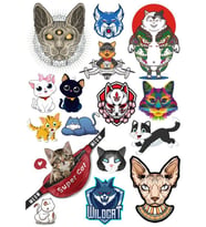 Kediler Sticker Set-6 13 Parça Telefon, Tablet, Defter, Laptop Sticker
