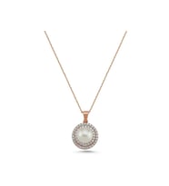 Doğal İnci Taşlı Kolye (Rose)