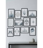 12 Parça Manevi Geometrik Dekoratif Çerçeve Görünümlü Tablo Seti