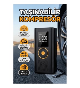 Dijital Ekranlı Taşınabilir Lastik Şişirme Hava Kompresörü Otomatik Basınç Kontrollü