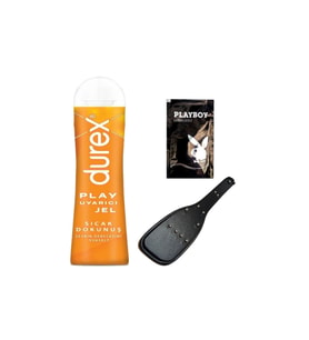 Durex Play Sıcak Dokunuş Bay Bayan Uyarıcılı Jel 100 ml + Siyah Deri Şaplak + Hediye