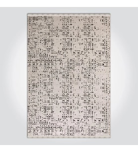Krem Halı Modern Geometrik Desenli Salon Halısı Pamuklu Doku Koridor Yatak Odası