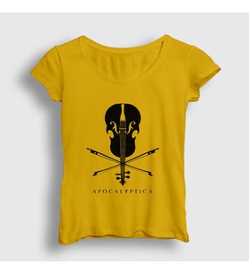 Presmono Kadın Sarı Cello Apocalyptica T-Shirt 11004tt (Sarı)