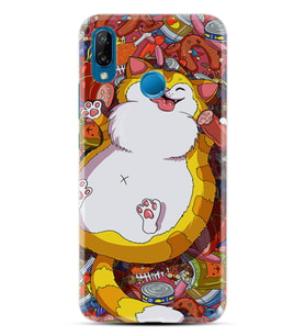 Huawei P20 Lite Mate 10 20 Lite Pro P40 Lite KılıfDesemli Silikon Tombul Kedi 1739