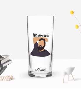 BK Gift Kişiye Özel Renkli Baskılı İncinmişsin Tasarımlı Rakı Bardağı-1 (Beyaz)