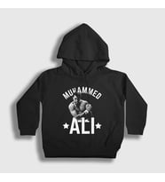 Presmono Unisex Çocuk Siyah Boxing Boks Muhammad Muhammed Ali Kapüşonlu Sweatshirt 507251tt