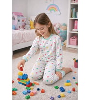 Kız Çocuk Renk Paleti Desenli 8 - 13 Yaş Pijama Takımı