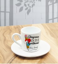Öğretmenler Günü İçin Kişiye Özel Kalem Tasarımlı Kahve Fincanı