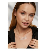 Kadın Love Model Zincirli Kristal Zirkon Taşlı Gümüş Pırlanta Su Yolu Abiye Düğün Nişan Parti Kolye