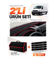 e-biz MERCEDES SPRİNTER W906 (2006-2014) Uyumlu Torpido + Tay Tüyü Çanta - Siyah-Kırmızı - MB020