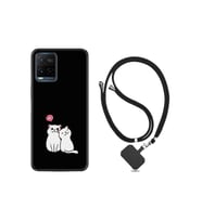 Vivo V21e Kılıf Silikon Desen Boyun Askılı Love Cats 1690