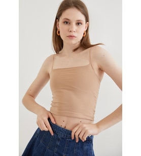 İp Askılı Body Bluz-Bej (Bej)