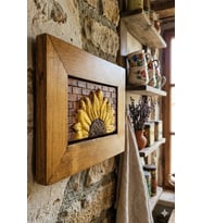 Papatya, Seramik Duvar Panosu Ahşap Çerçeveli 15x22,5x2,5 (cm)