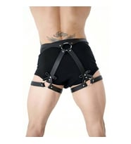 Fiyonklu Erkek Bel Ve Bacak Deri Harness (Siyah)