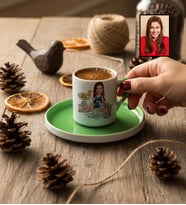 Kişiye Özel Karikatürlü Paris Aşığı Arkadaşa Hediye Türk Kahvesi Fincanı Doğum Günü Hediyesi
