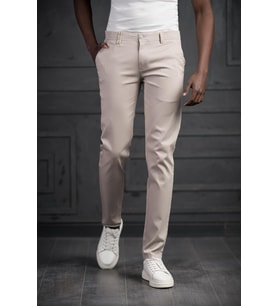 Slimfit Küçük Armürlü Yazlık Pamuklu Gabardin  Pantolon