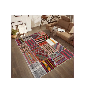 Rovigo Home Dijital Baskı Yıkanabilir Kaymaz Taban Salon Halısı RVG0454 (Kırmızı)