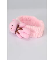 Ayıcıklı Peluş Bandana Saç Bandı Pembe 0-10 Yaş