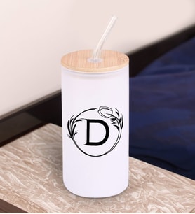 BK Gift Harfli Beyaz Renk Pipetli Buzlu Cam Bardak 600ml - 1, Arkadaşa Hediye, Doğum Günü Hediyesi