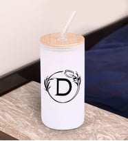 BK Gift Harfli Beyaz Renk Pipetli Buzlu Cam Bardak 600ml - 1, Arkadaşa Hediye, Doğum Günü Hediyesi