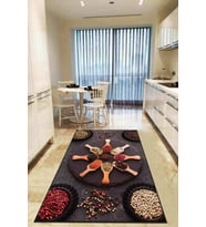 Renkli Kaymaz Taban 3D Baharat Desenli Mutfak Halısı AR1041