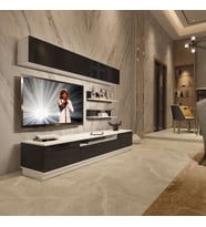 Decoraktiv Trendstyle 5S Mdf Tv Ünitesi Tv Sehpası - Beyaz Siyah (Siyah - Beyaz)
