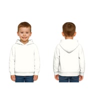 Unisex Düz Baskısız Çocuk Sweatshirt Kapüşonlu 3 İplik Şardonlu Kumaş (Beyaz)