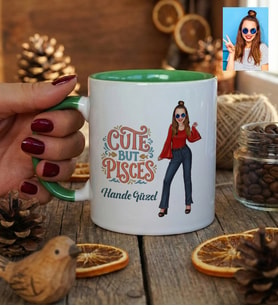 Kişiye Özel Karikatürlü Cute But Pisces Balık Burcu Kupa Bardak Doğum Günü Hediyesi