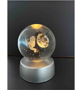Wolawood Kristal Cam Kar Küresi 3D Renk Değiştiren LED Işıklı Pilli Dekoratif Konsept Hediyelik Masaüstü Süs Lamba Biblo Şık Zarif Rgb Dekor Özel Tasarım