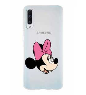 Samsung Galaxy A50  Kapak Minnie Mouse Tasarımlı Şeffaf Silikon Kılıf