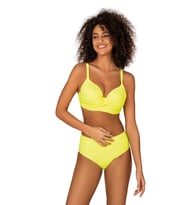 Endeep Kadın Büyük Beden Destekli Büzgü Detaylı Sarı Bikini Takımı