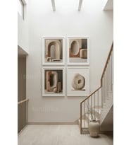 Modern Soyut Formlar ve Doğal Dokular 4’lü Ahşap Çerçeveli Tablo Seti