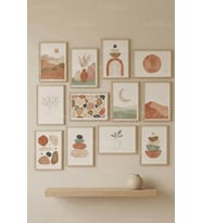 12 Parça Modern Soyut Dekoratif Çerçeve Görünümlü Tablo Seti