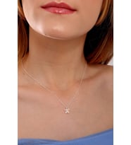 925 Ayar Gümüş Zincirli Zirkon Turuncu Taşlı Kelebek Model Kolye