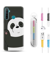 Realme 5i 5 Pro 6i 7 Pro 8 Kılıf Kablo Koruma Spiral Silikon Hello Panda 1709