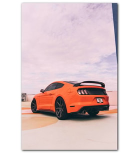 Cakatablo  Kırmızı Ford Mustang Arkadan Görünüş MDF Tablo