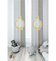 MEKTA HOME BEBEK VE ÇOCUK ODASI Taç Çelenk Yıldızlı 2 Kanat Fon Perde
