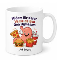 Fast Food Oburu Pizza Hamburger Esprili Mide Komik Baskılı Kupa Bardak Hediye