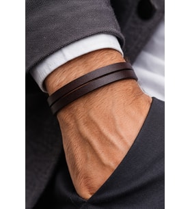 Essential Brown – Düz Hakiki Deri Erkek Bileklik-90-10