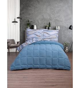 Bella Home Çift Kişilik Claro Battaniyeli Uyku Seti - Siera Mavi