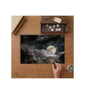 Dolunay - Bulutlu Gece Tasarımı 240 parça Ahşap Puzzle Ahşap Kutuda MP08513