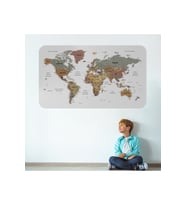 Türkçe Eğitici Ülke Ve Başkent Detaylı Atlası Dünya Haritası Duvar Sticker-3852-85x130
