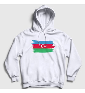 Presmono Unisex Beyaz Bayrak Flag Azerbaycan Azerbaijan Kapüşonlu Sweatshirt 536523tt (Beyaz)